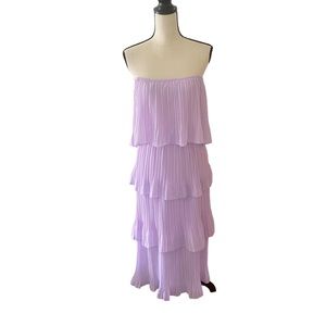 Stunning Lavender off the Shoulder Pleated Chiffon Dress (M)